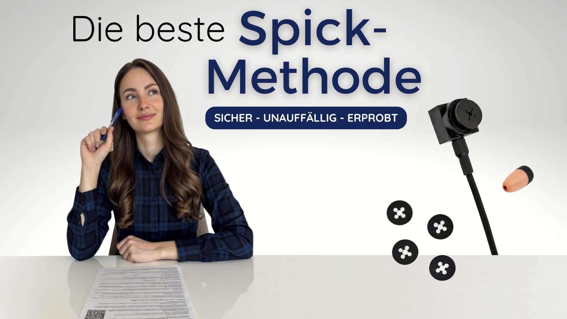 Die beste Spick-Methode — sicher, unauffällig, erprobt: Knopfkamera und Mini-Kopfhörer