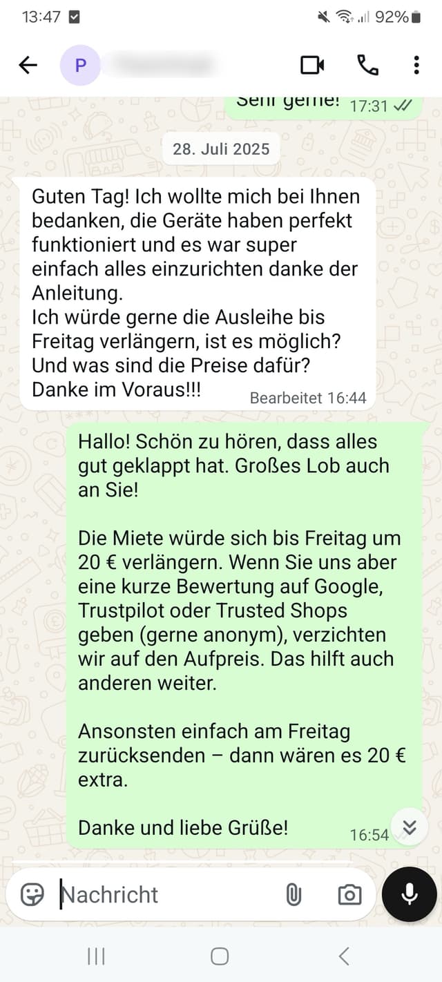 WhatsApp-Feedback Kundenstimme 19