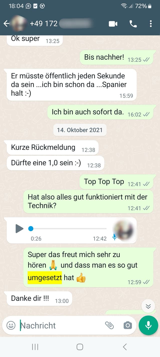 WhatsApp-Feedback Kundenstimme 73